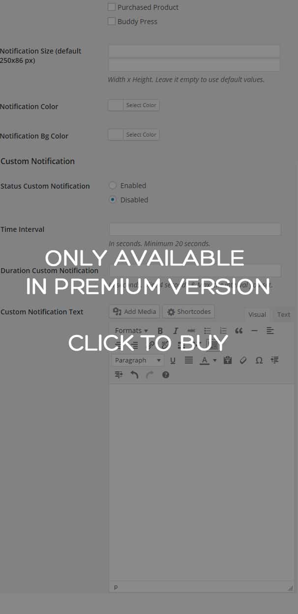 Notification Box Premium Options