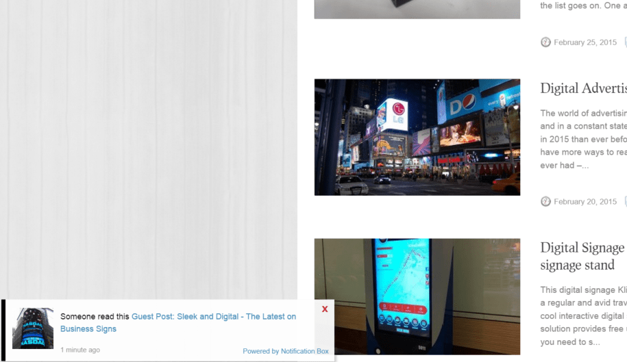 Notification Box Example Website