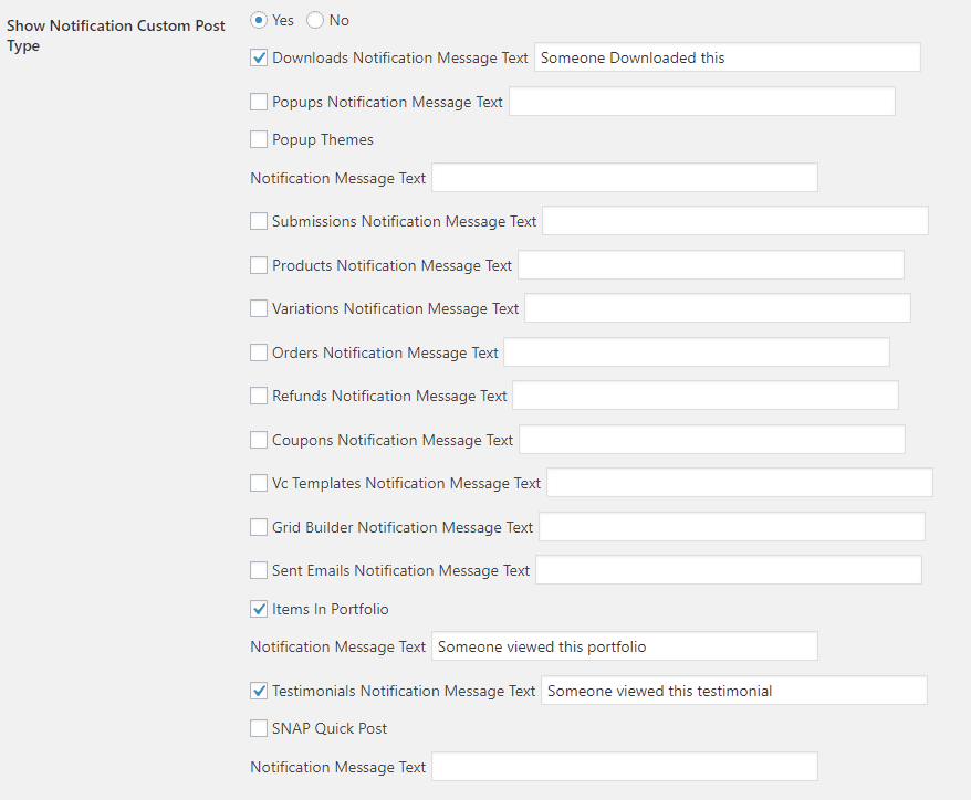 Notification Box - Custom Post Types