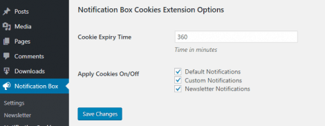 Notification Box Cookies Extension
