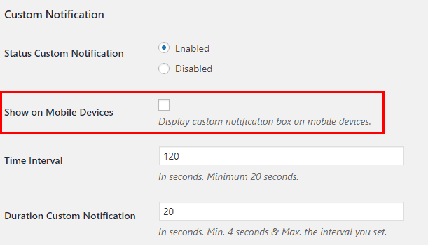 Notification Box - Display Mobile Custom Notification Box
